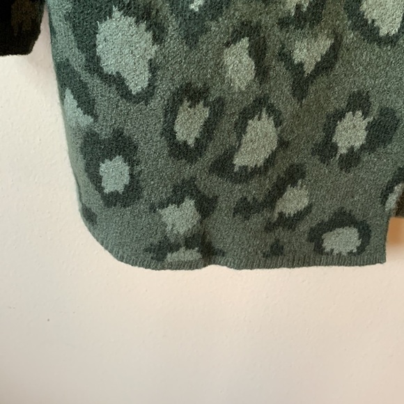 NWOT D & Co Green Animal Print Jacquard Knit Cardigan XL Cozy Fall Layer - Picture 6 of 12